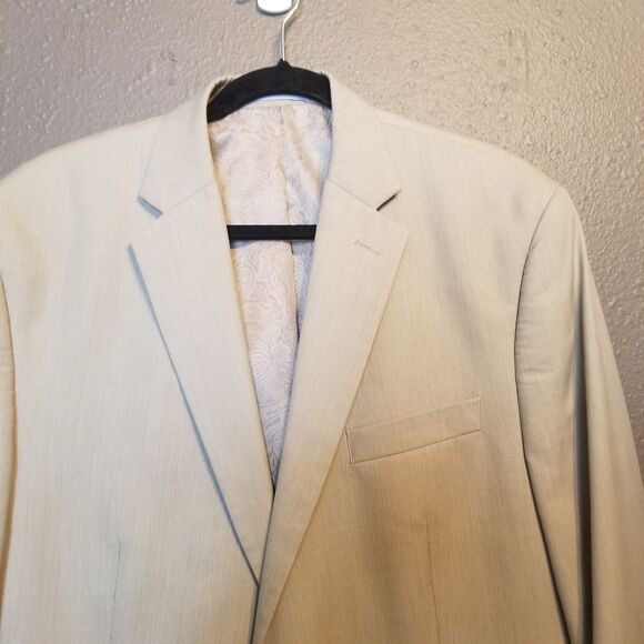 Chaps 44R Suit Set Tan Sport Coat Pants 36x34 2 Button Notch Lapel Classic FLAW - Picture 4 of 13
